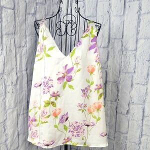 Biltmore Floral Cami Tank‎ Top Size XL Adjustable Straps Lined